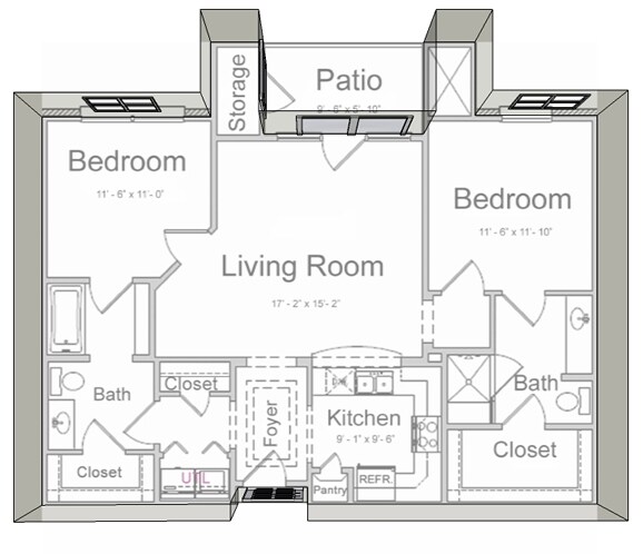 Two Bedroom 610 floor plan